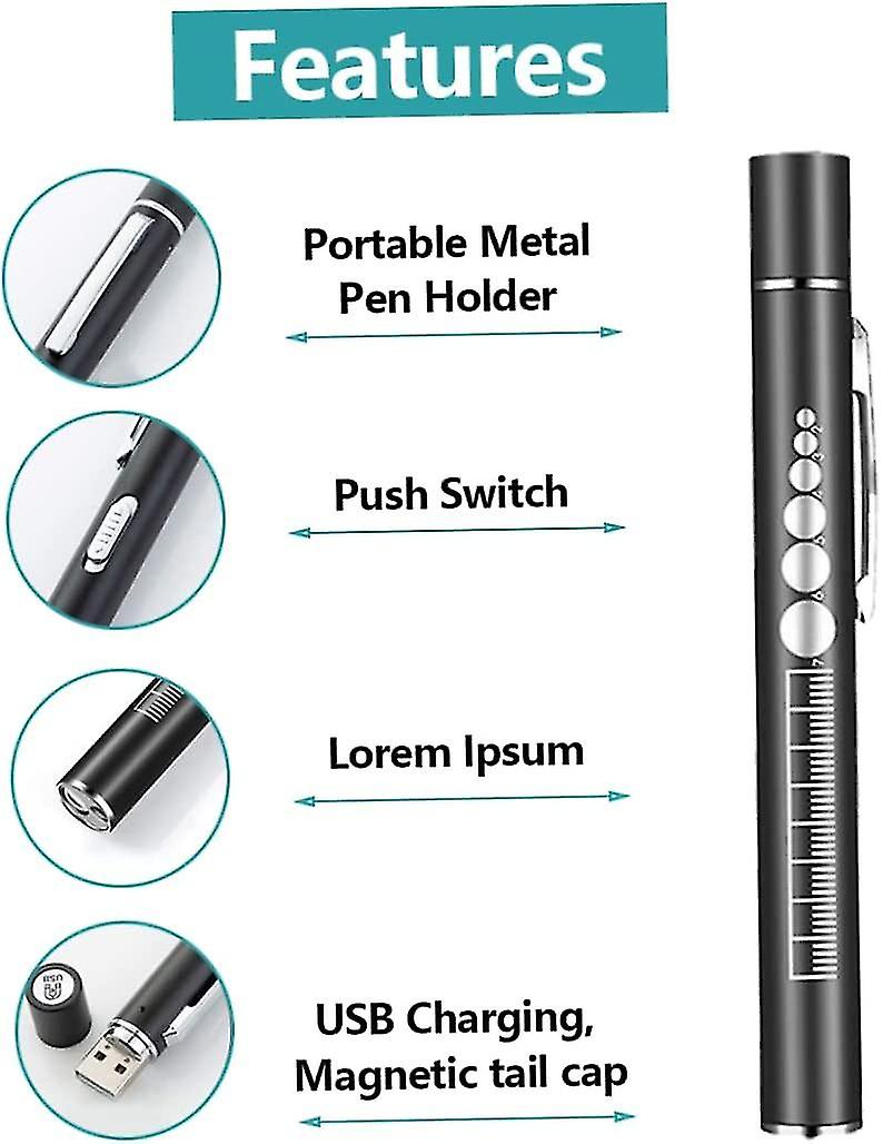 Botao Pen Light Portable Dual Light Source Led Pen Torch Rechargeable Penlight With Pocket Clip Healthcare Laboratory And Life Sciences Pen Lamp Usb C