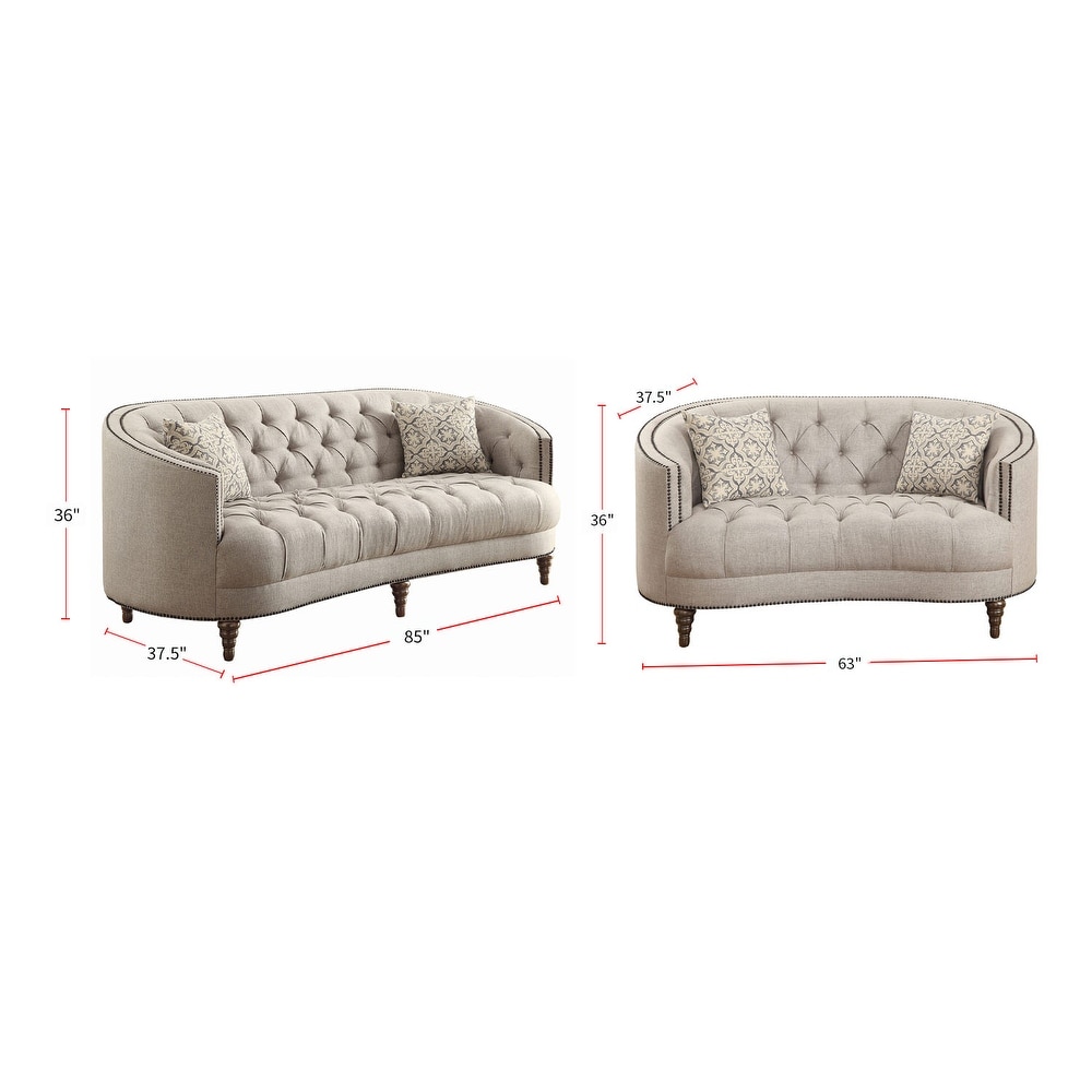 2 Piece Upholstered Sofa Set with Sloped Arm in Grey