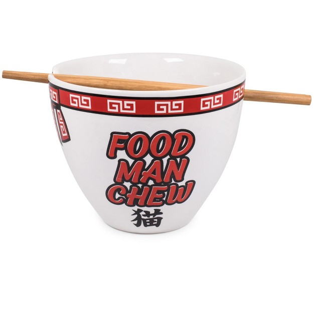 Boom Trendz Bowl Bop Food Man Chew Japanese Dinnerware Set 16 ounce Ramen Bowl Chopsticks