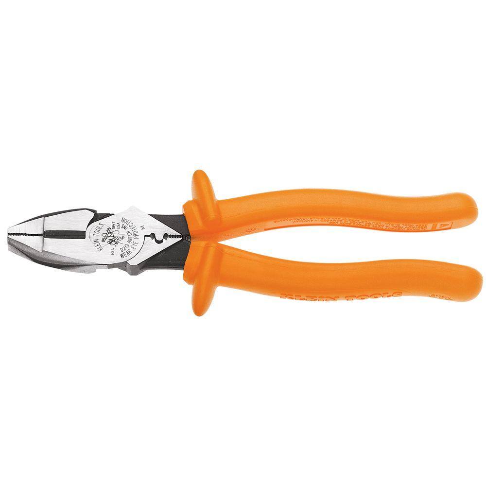 Klein Tools 9 in. Insulated Side Cutting Crimping Pliers D213-9NE-CR-INS