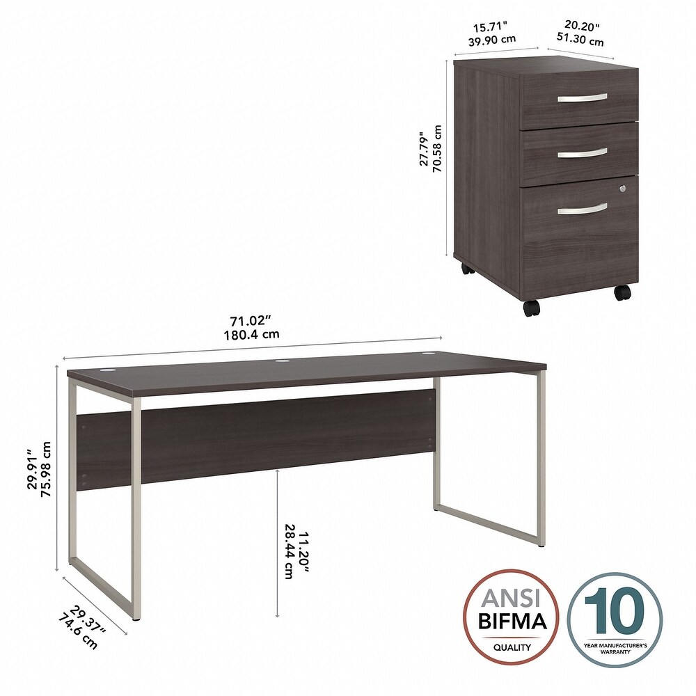 Hybrid 72W x 30D Computer Desk with Drawers by Bush Business Furniture