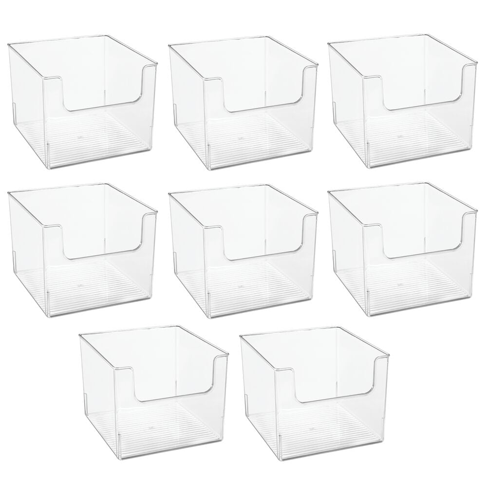 mDesign Modern Plastic Open Front Dip Storage Organizer Bin Basket for Bathroom Organization - Vanity Shelf， Cubby， Cabinet， and Closet Organizing Decor - Ligne Collection - 8 Pack - Clear