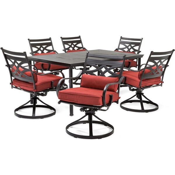 Cambridge Margate 7Piece Dining Set with 6 Swivel Rockers and a 40In. x 67In. Dining Table