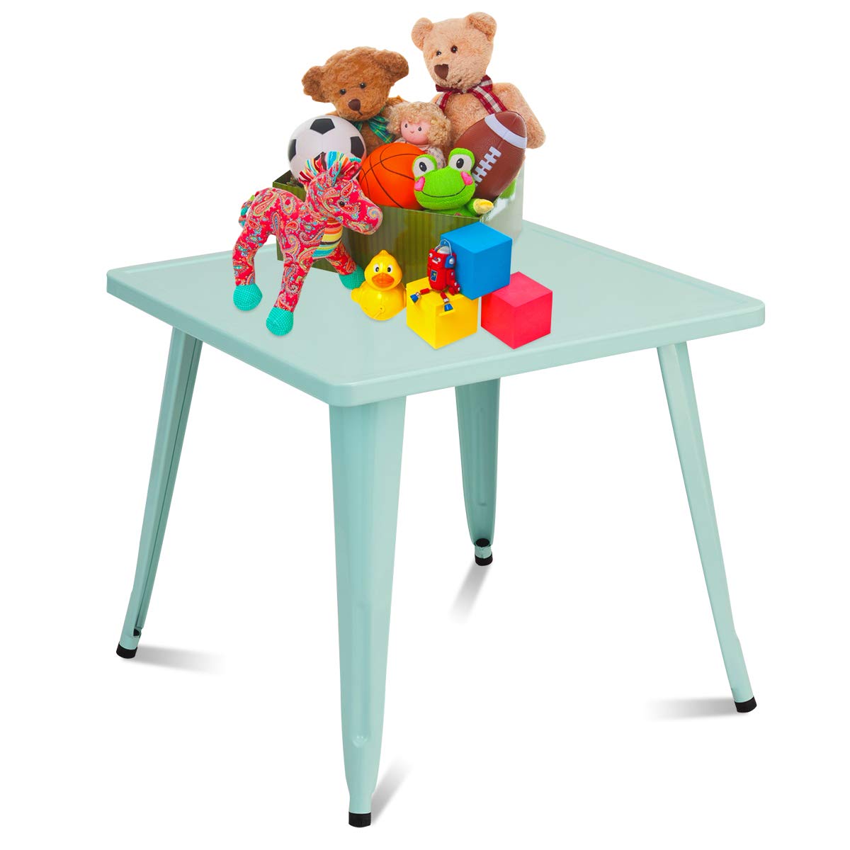 Costzon Kids Steel Table for Indoor/Outdoor Use, Preschool, Bedroom, Playroom