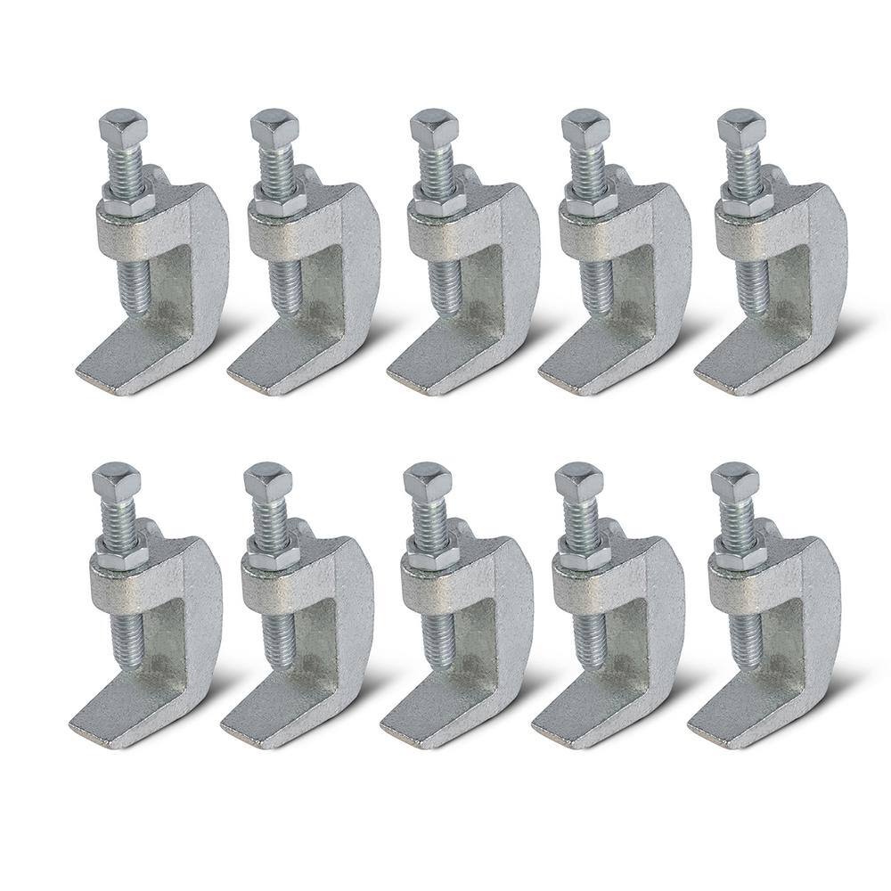 The Plumber's Choice Wide Mouth Beam Clamp for 38 in. Threaded Rod in Electro Galvanized Steel (10-Pack) 38CLBWGE-10