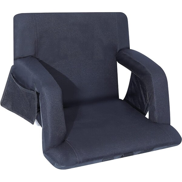 Stadium Seats，5 Reclining Positions Bleacher Chairs with Padded Armrests，Side Pockets，Waterproof Thick Cushion