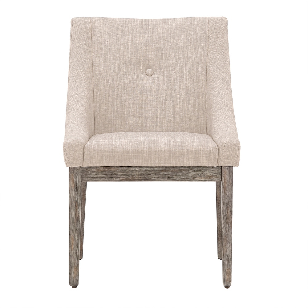 Voyager Button Tufted Slope Arm Linen Dining Chair (Set of 2) by iNSPIRE Q Artisan