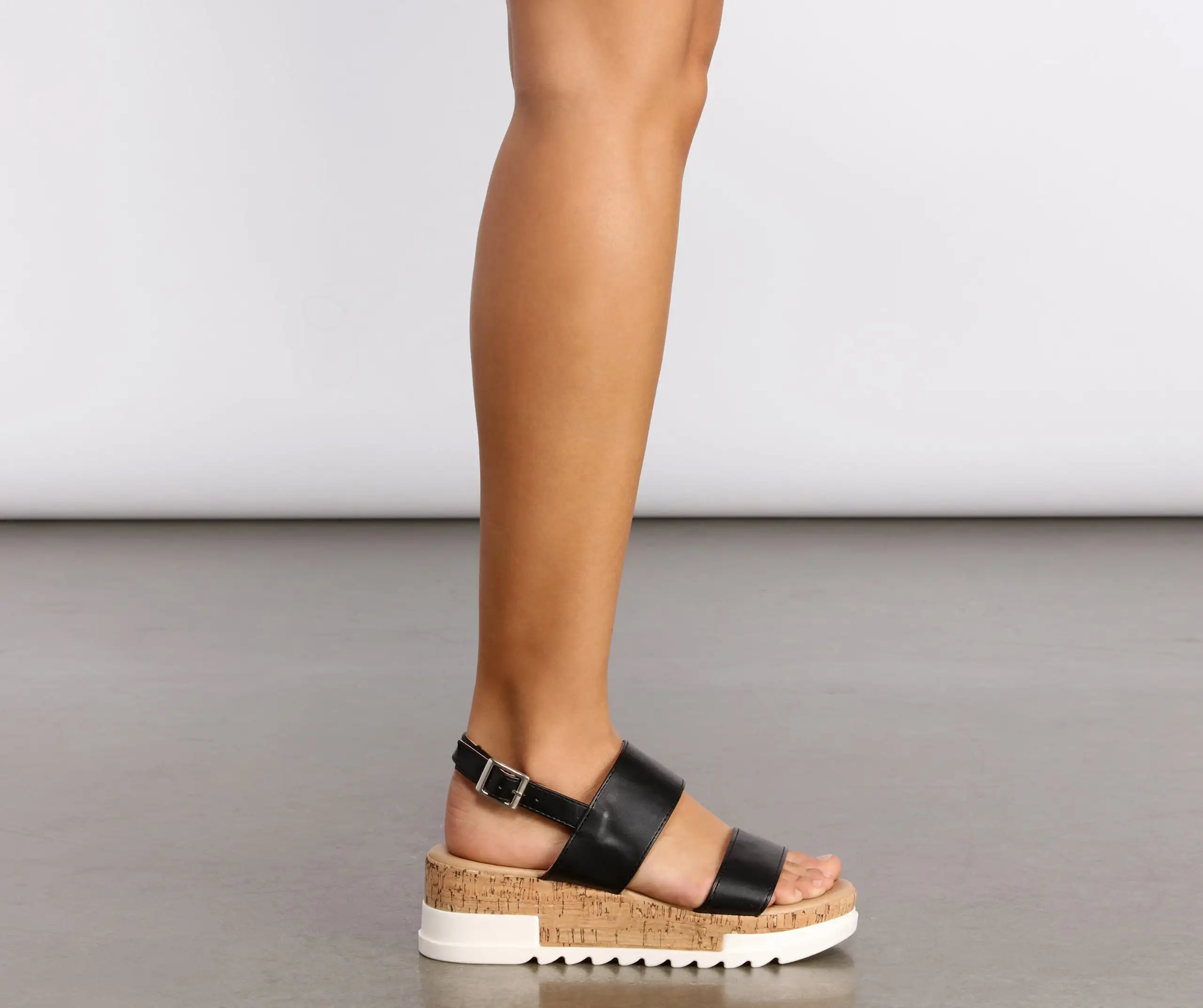 Just In Time Faux Leather Platform Sandals