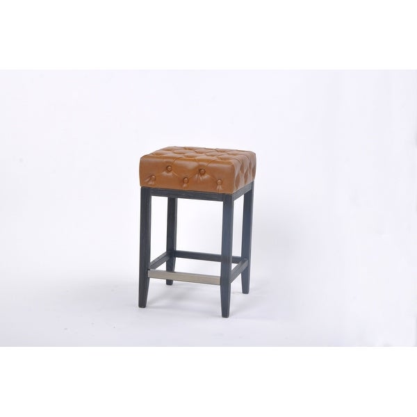 Sornas 26-inch Tufted Tan Seat Counter Stool Black washed