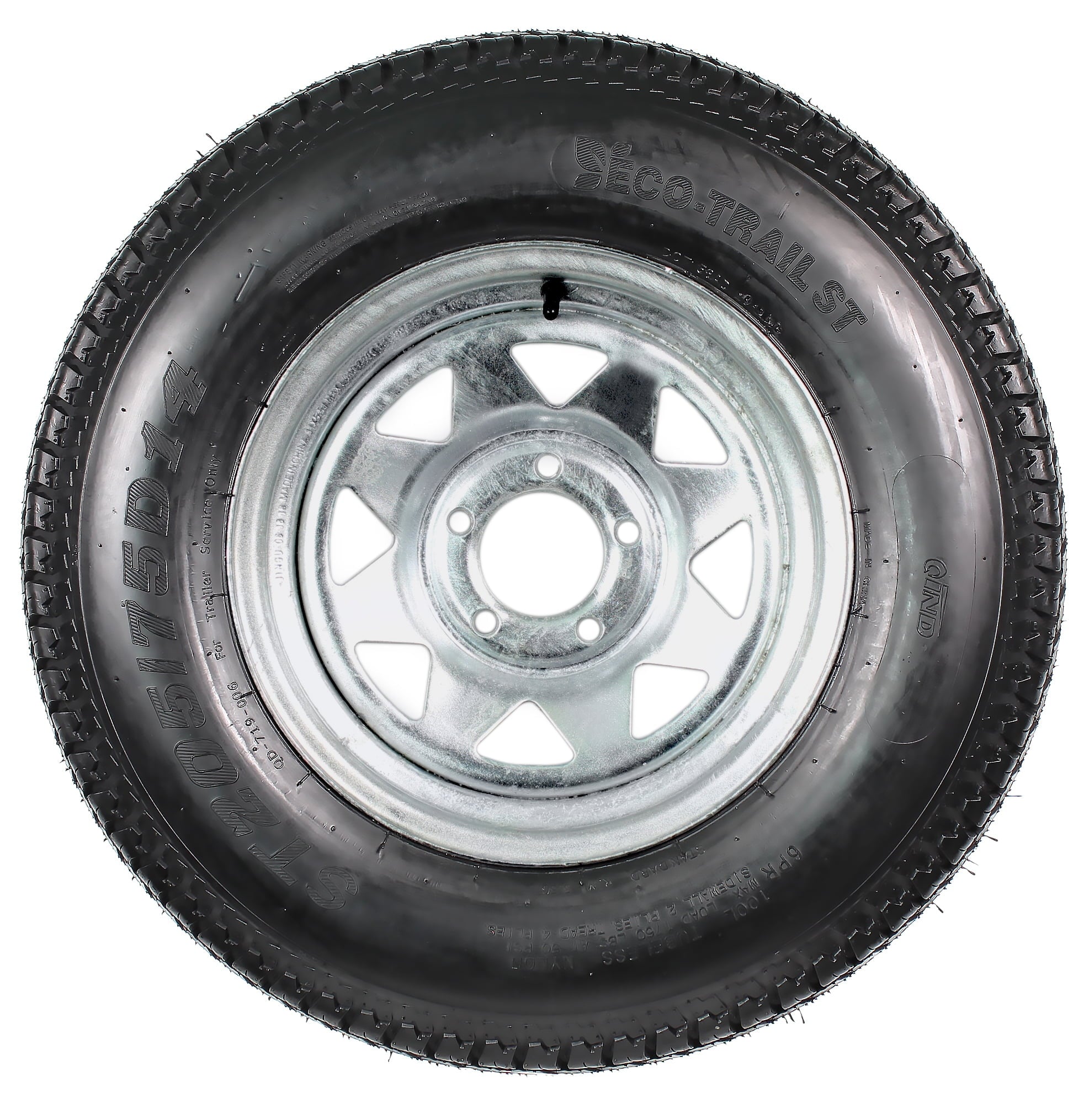 Trailer Tire On Rim ST205/75D14 2057514 F78-14 5 Lug Wheel Spoke Galvanized