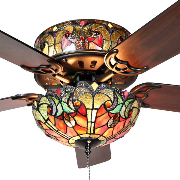  Style Stained Glass Halston Ceiling Fan - Spice - 52