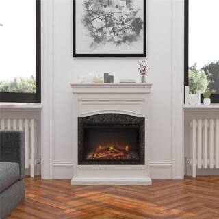 Ameriwood Home Robinside 40.5 in. Electric Freestanding Fireplace in White HD99347