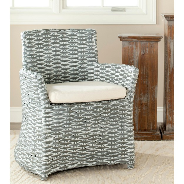 Cabana Rattan Arm Chair Grey White Wash Safavieh