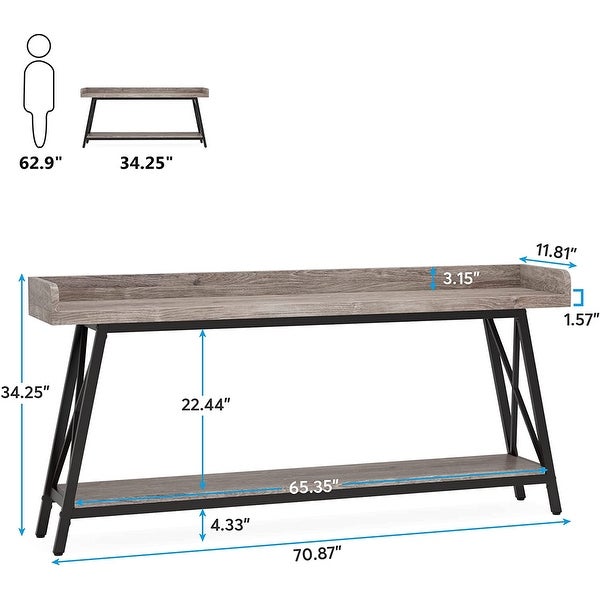 70.9 inch Long Entryway Table， Narrow Sofa Console Table Behind Couch Brown