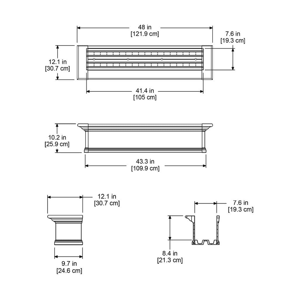 Mayne Yorkshire 48 in. x 12 in. Self Watering White Vinyl Window Box 4824W