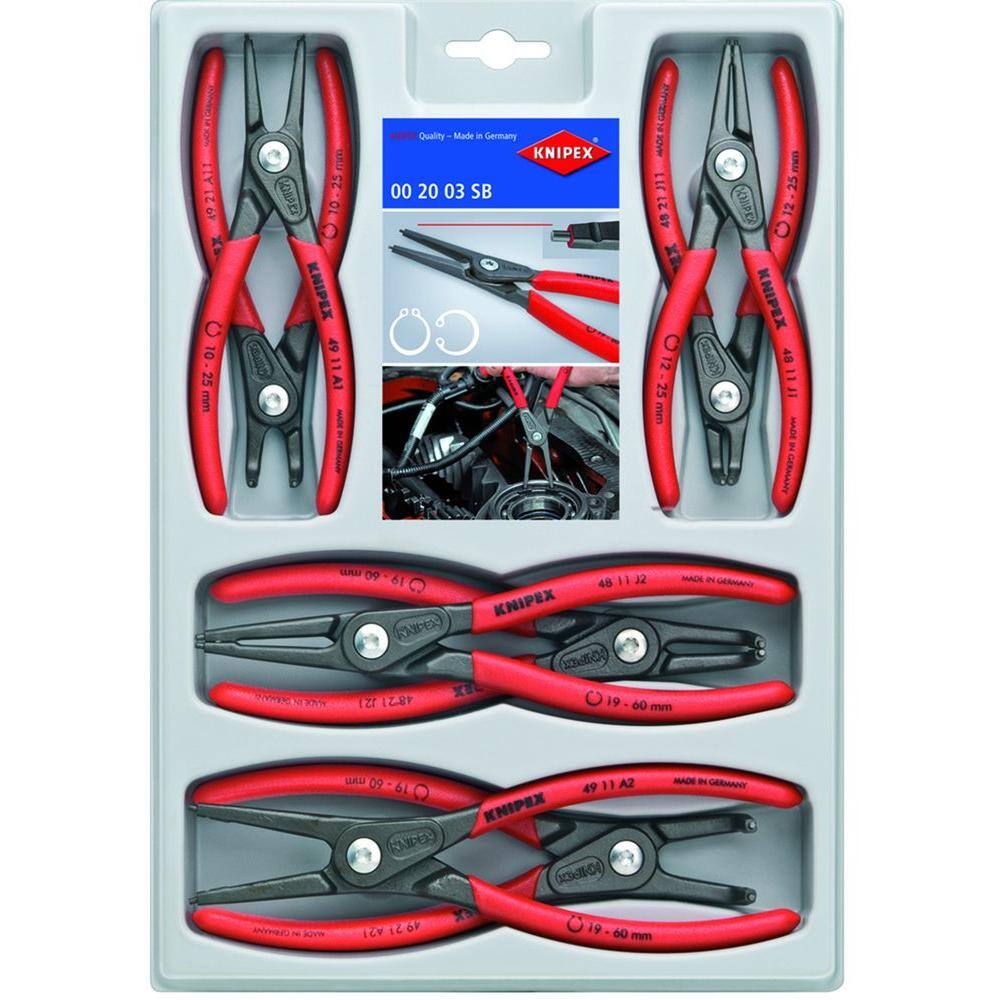 KNIPEX Precision Circlip Snap Ring Pliers Set (8-Piece) 00 20 04 SB