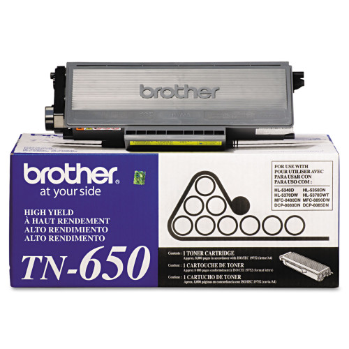 Brother TN650 High-Yield Toner， 8，000 Page-Yield， Black