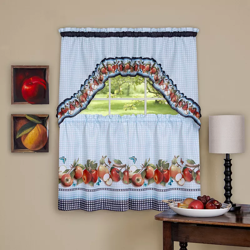 Achim 3-piece Golden Apple Tier Swag Kitchen Window Curtain Set