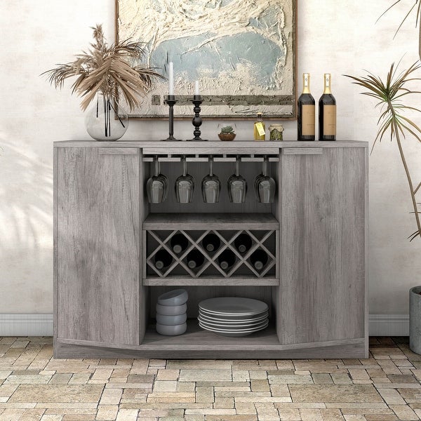 Wilkinson Vintage Gray Oak Buffet and Sideboard with Wine Storage