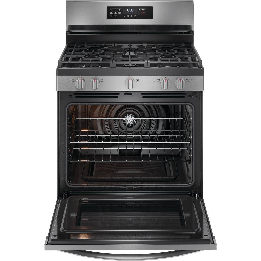 Frigidaire 30 in. 5.1 cu. ft. 5 burner Freestanding Gas Range in Stainless Steel with Air Fry FCRG3083AS