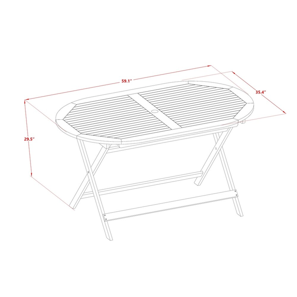 East West Furniture Patio Set  an Oval Outdoor Table and Folding Arm Chairs with Side Chairs  Natural Oil (Pieces Options)