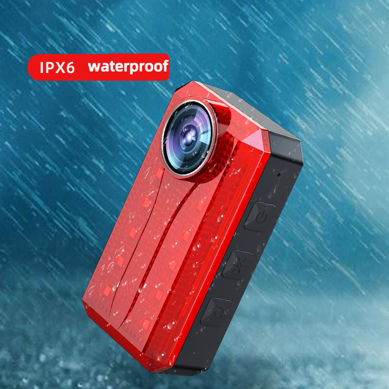 USB Rechargeable 1080p Bicycle Rear Cycling Flashlight Bike Camera with LED Tail Light