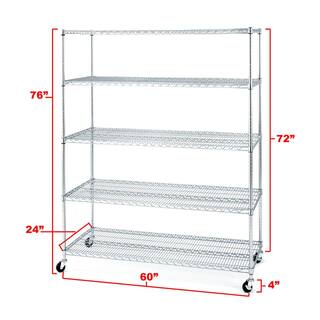 Seville Classics UltraDurable Silver 5-Tier NSF-Certified Steel Wire Garage Storage Shelving Unit (60 in. W x 76 in. H x 24 in. D) WEB571