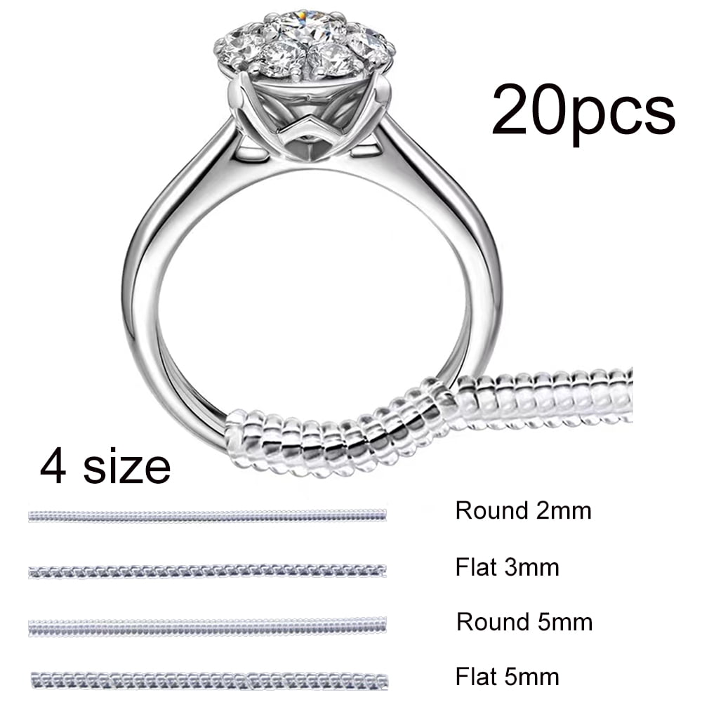 Ibeedow Ring Size Adjuster for Loose Rings - 20 Pack, 4 Sizes for Different Band Widths – Silicone Ring Size Adjuster - Invisible Ring Guards for Women and Men