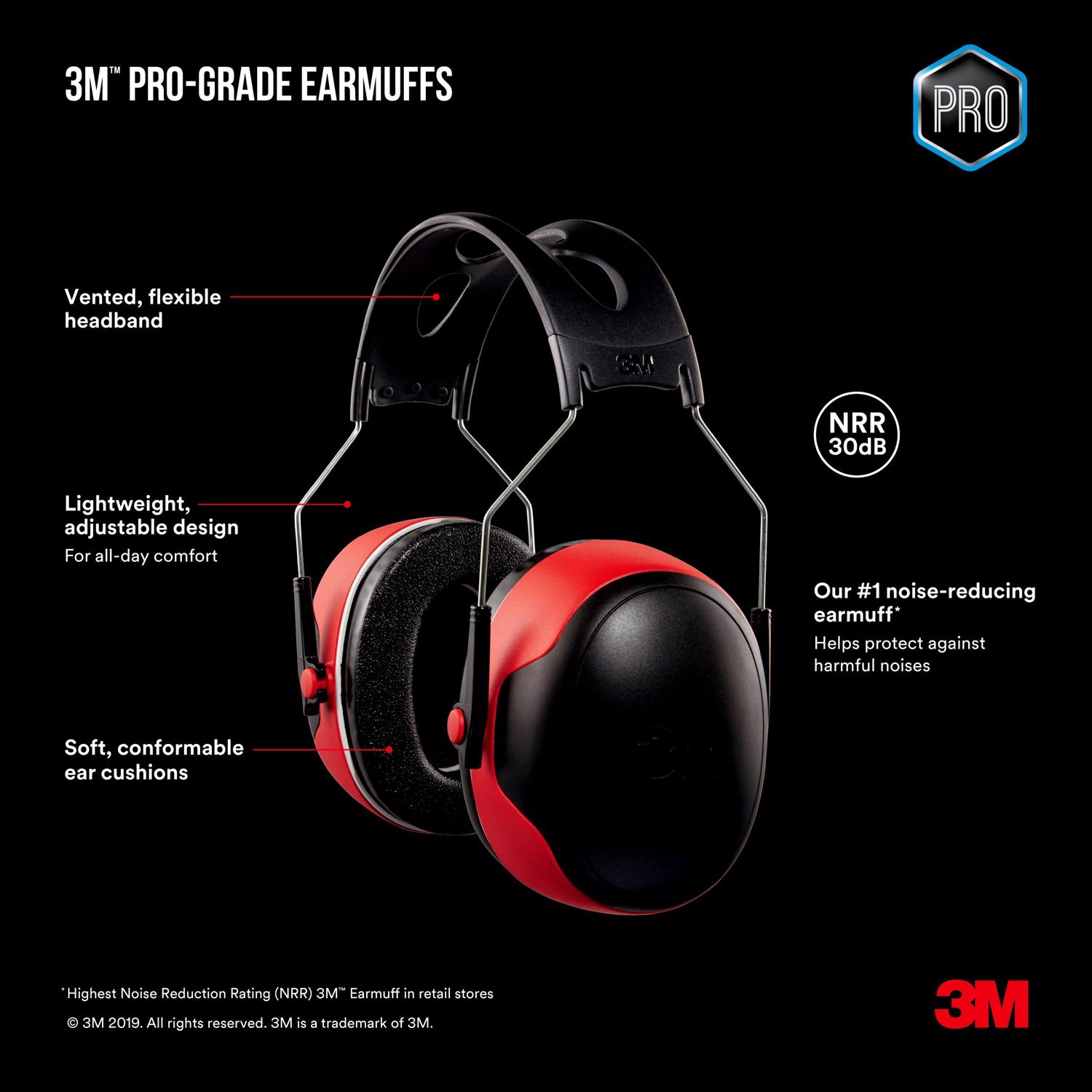 3M Pro-Grade 30 dB Steel Earmuffs Mulit-Colored 1 pair