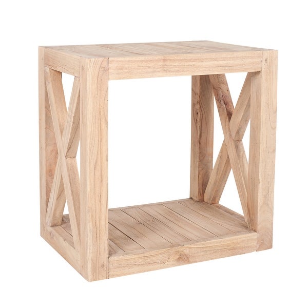 Unfinished Mindi Wood Open Cube Accent Table