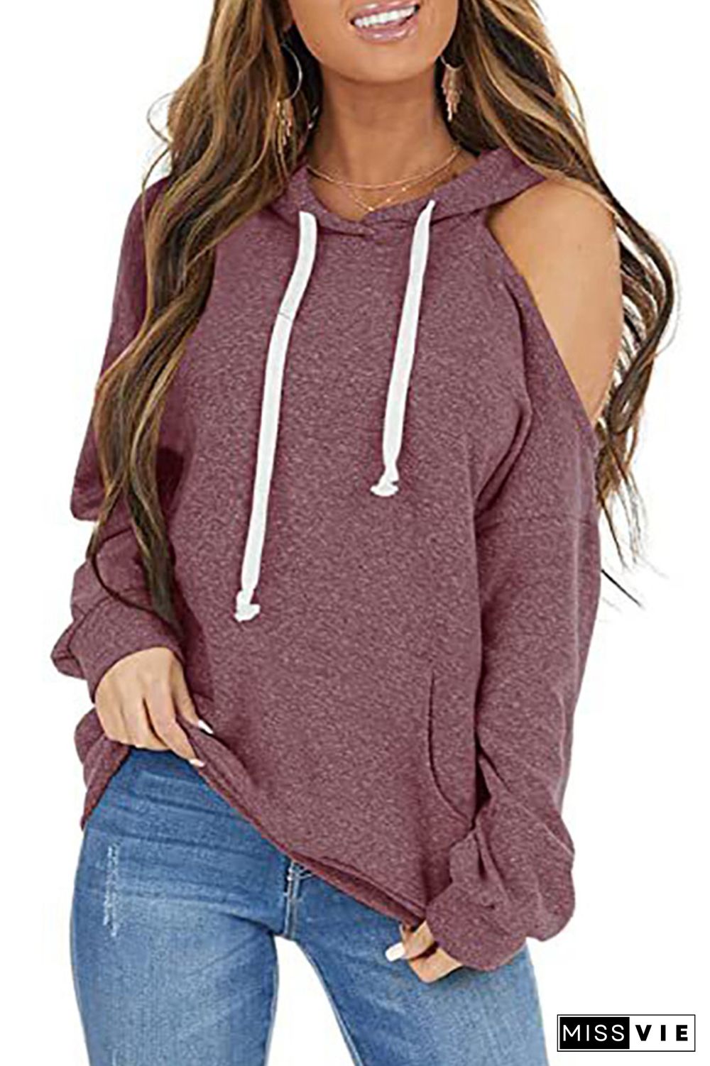 Solid One Shoulder Hoodie Women Wholesale