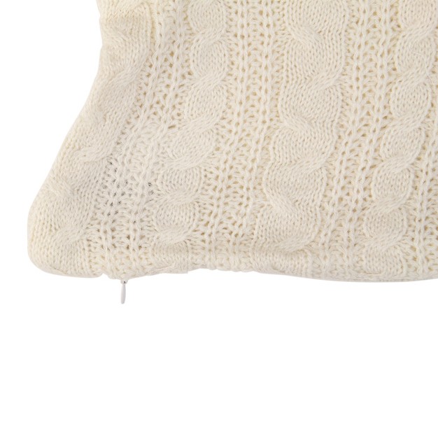 White Knitted Pillow Sweater Style Rectangular Pillow Cover