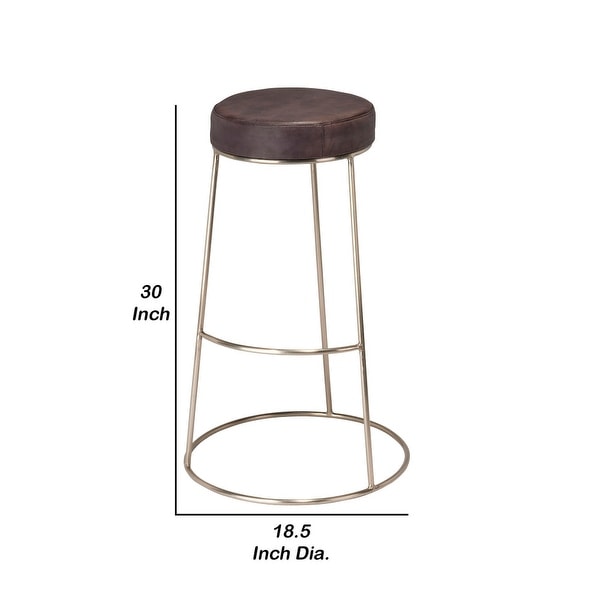 Yuk 30 Inch Metal Barstool， Golden Tri-Legged Base， Padded Seat - 30 H x 18.5 W x 18.5 L Inches