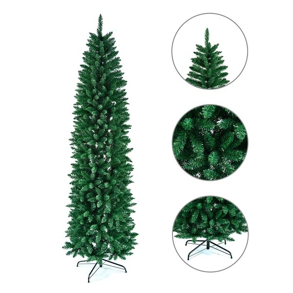 7.5ft Pointed Pencil Shape Christmas Tree with Stand