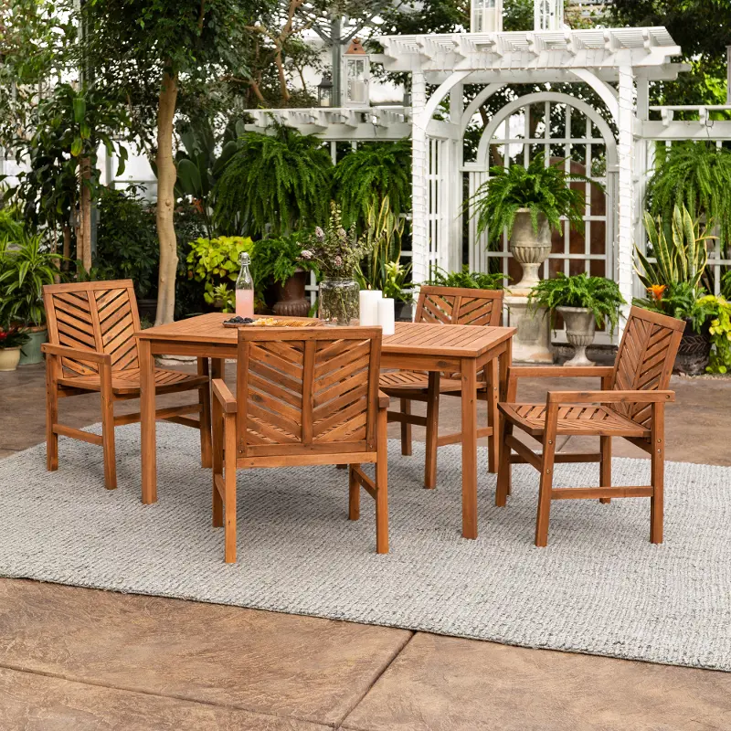 Vincent 5 Piece Dark Brown Patio Dining Set - Walker Edison