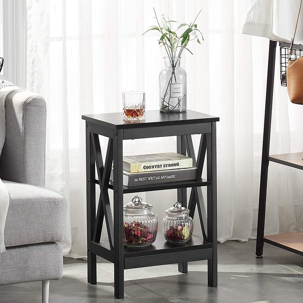 VECELO Modern Nightstand with 3 tier Storage Shelves