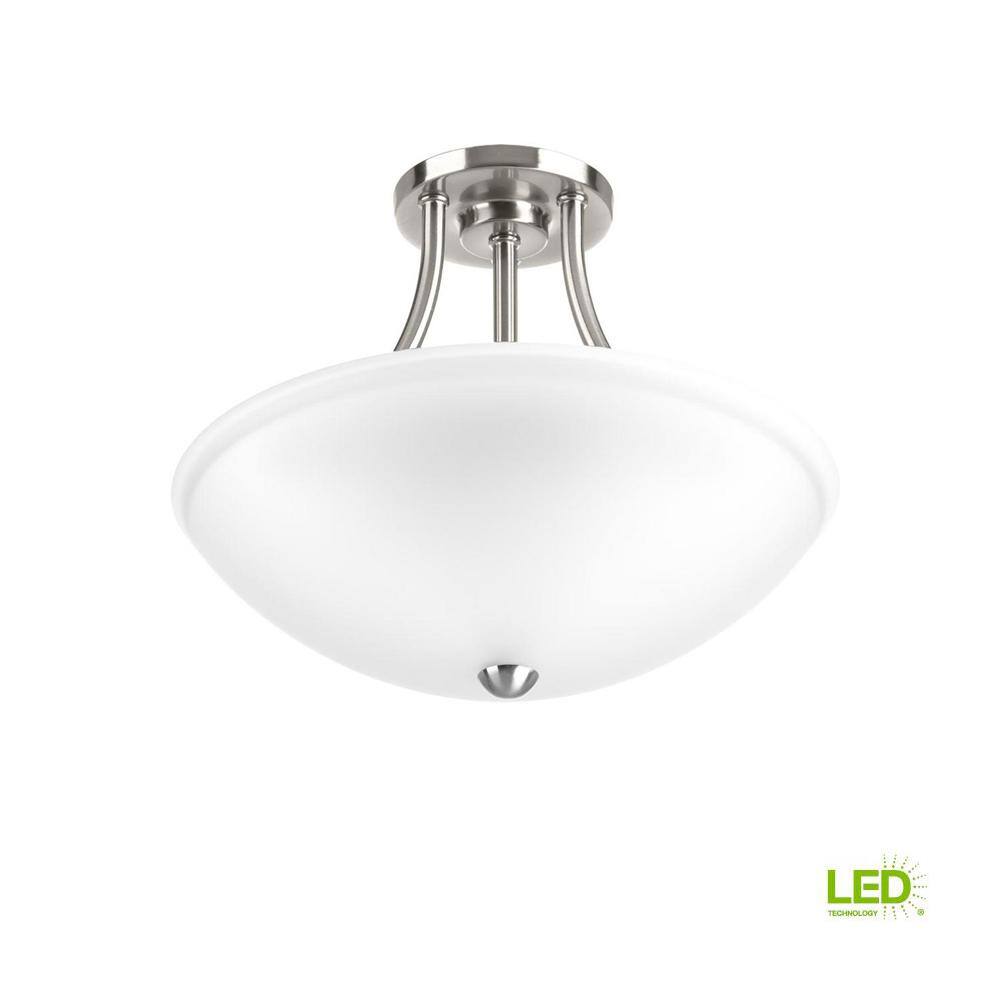 Progress Lighting Gather Collection 17-Watt Brushed Nickel Integrated LED Semi-Flush Mount P350088-009-30