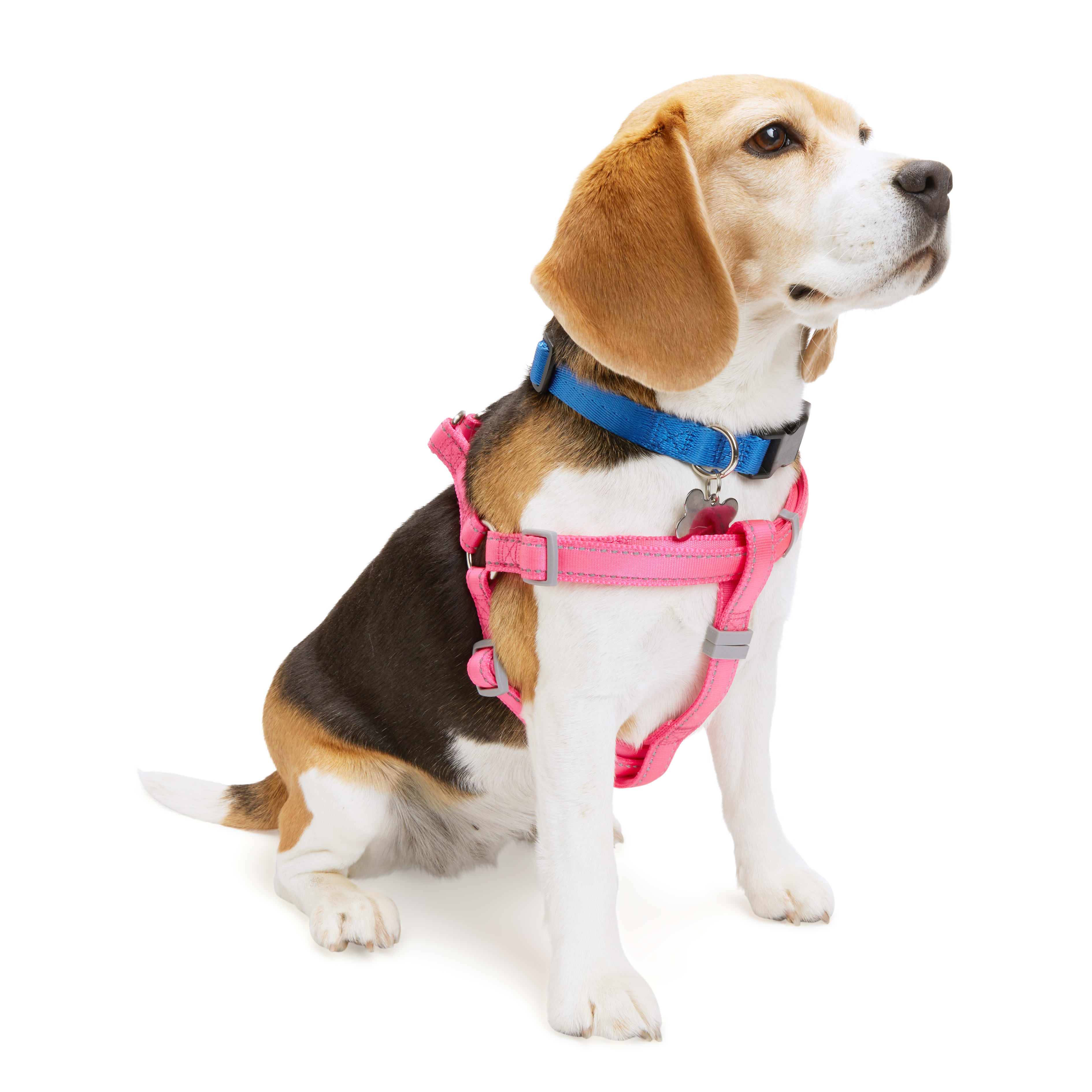 YOULY Reflective Adjustable Padded Pink Dog Harness， Small