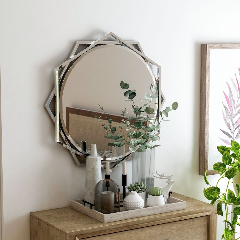 St Genies Contemporary Metal Beveled Wall Mirror by Carson Carrington