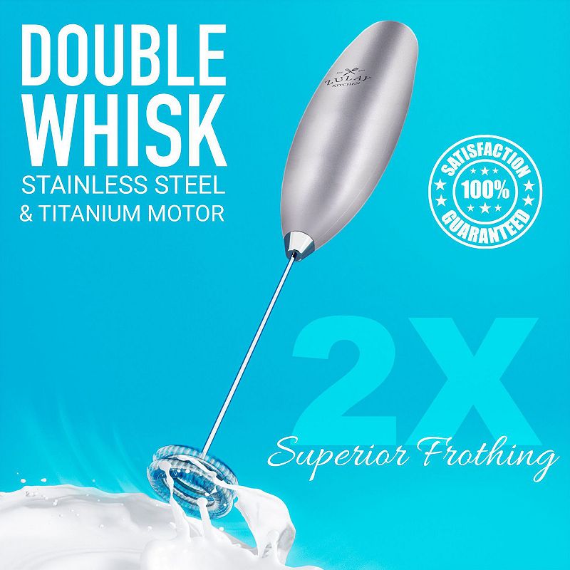 Double Whisk Milk Frother With Stand