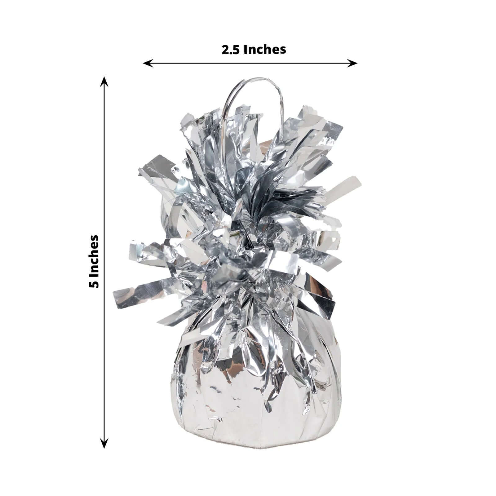 6 Pack Metallic Silver Foil Tassel Top Party Balloon Weights, 5.5oz 5