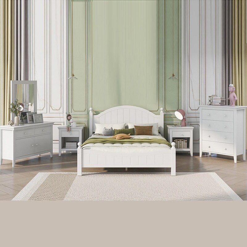 Traditional Concise Style White Bedroom Sets - - 37893687