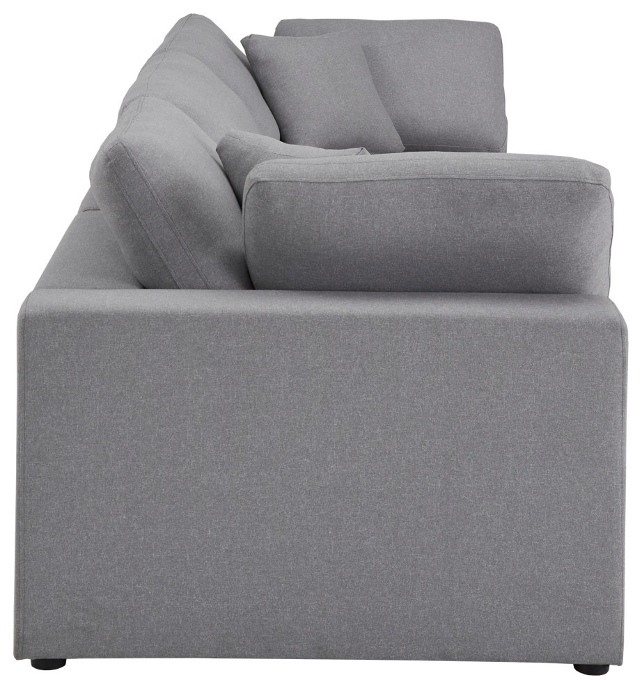 Avilla Grey Linen Weave Down Blend Sofa   Transitional   Sofas   by Inspire Q  Houzz