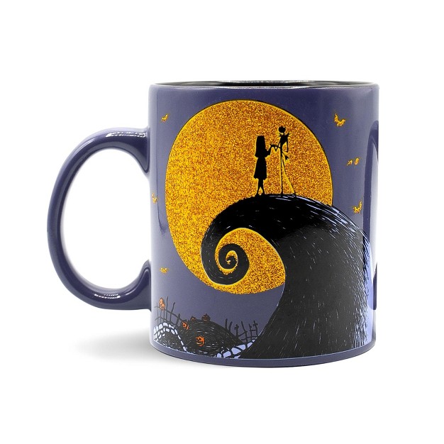 Silver Buffalo The Nightmare Before Christmas Glitter 20oz Ceramic Mug Ecomm Exclusive