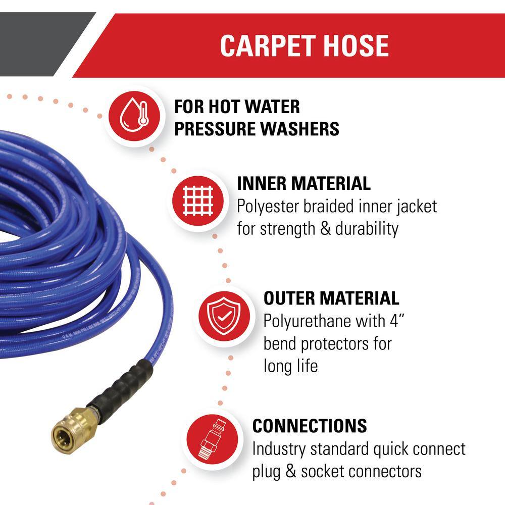 SIMPSON Carpet 14 in. x 75 ft. ReplacementExtension Hose with QC Connections for 3000 PSI Pressure Washers 30208