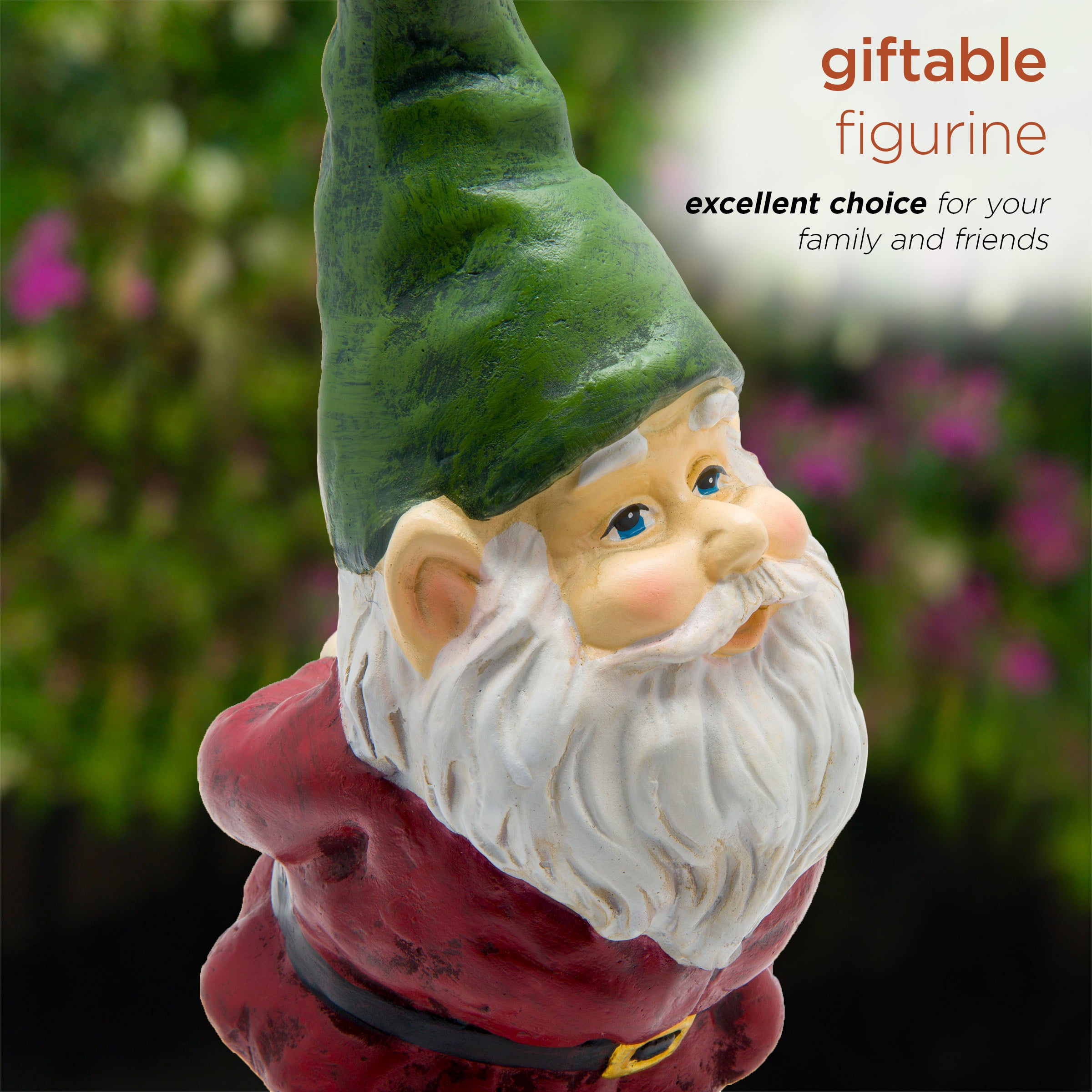 Alpine Corporation 12-Inch Bearded Garden Gnome Statue with Green Hat