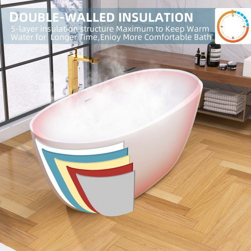 59 Acrylic Freestanding Bathtub Gloss White Moder...