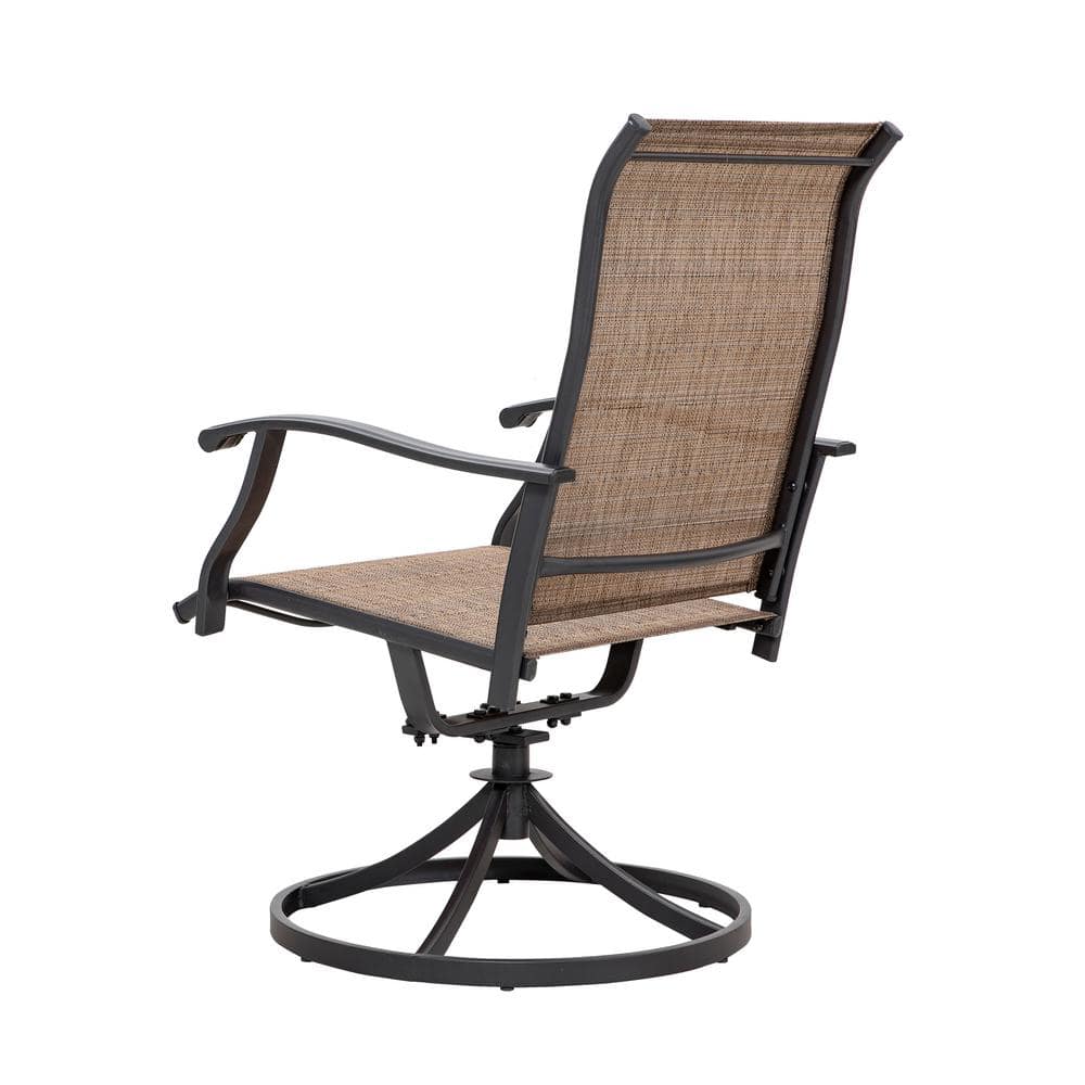 Nuu Garden 2Piece Swivel Steel Sling Outdoor Patio Dining Chairs Brown