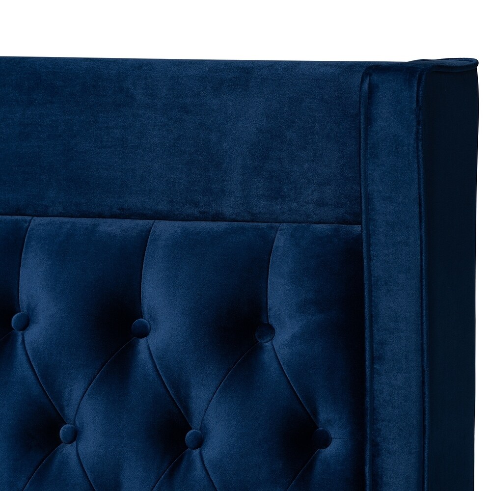 Contemporary Velvet Upholstered Tufted Glam Platform Bed