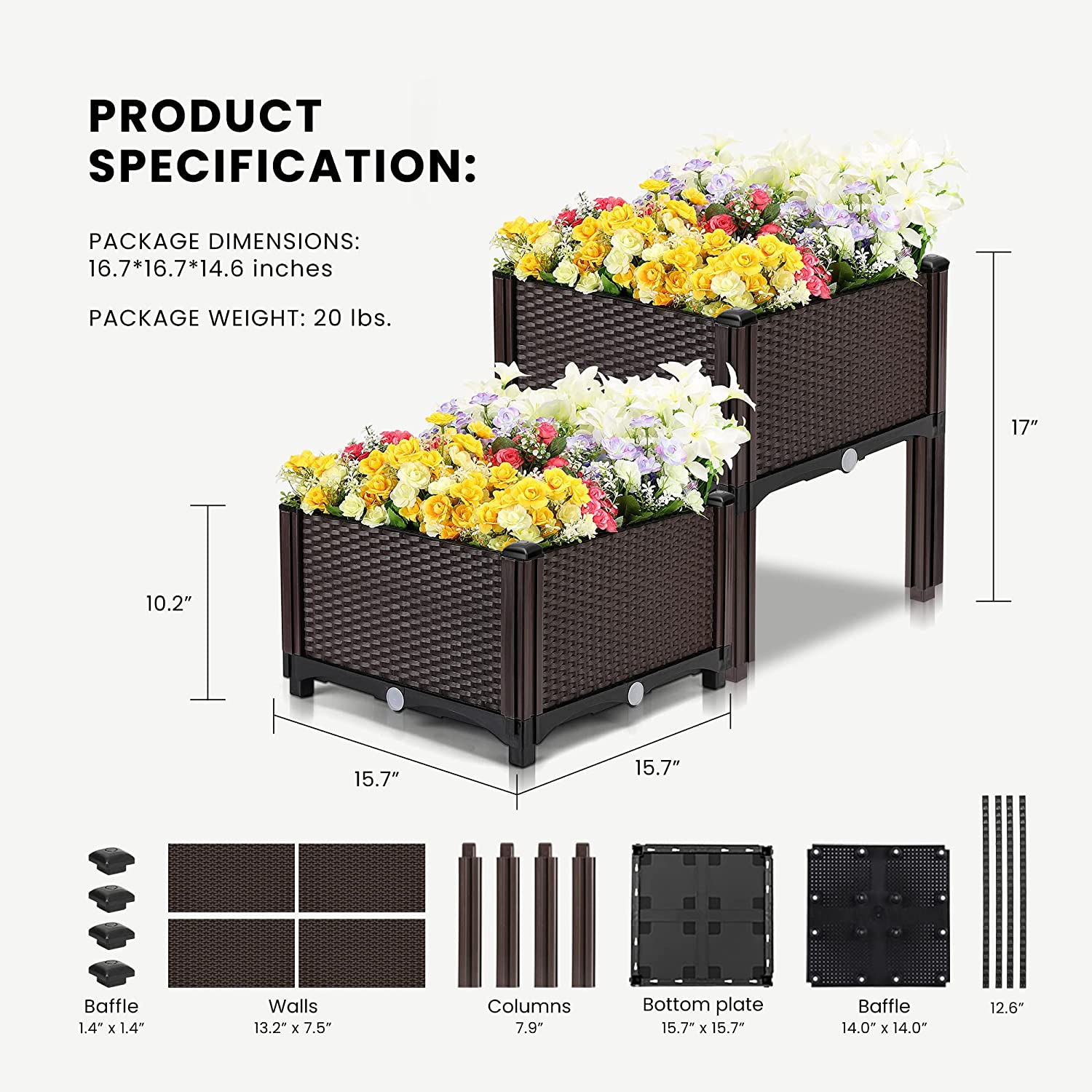 VIVOHOME Elevated Plastic Raised Garden Planter Kit, 17